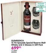 Glenfiddich 15 Yo Speyside Special Reserve Malt Whisky And 2 Glasses In Gift Pack-750ml