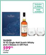 Talisker 10 Yo Single Malt Scotch Whisky-1x750ml And 2 Glasses In Gift Pack