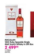 Macallan 1824 Ruby Speyside Single Malt Scotch Whisky In Gift Box-1x750ml
