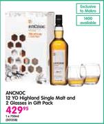 Ancnoc 12 Yo Highland Single Malt-1x750ml And 2 Glasses In Gift Pack