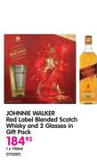 Johnnie Walker Red Label Blended Scotch Whisky-1x750ml And 2 Glasses In Gift Pack