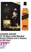 Johnnie Walker 12 Yo Black Label Blended Scotch Whisky-1x750ml And 2 Glasses In Gift Pack
