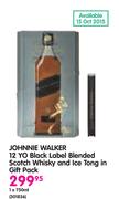 Johnnie Walker 12 Yo Black Label Blended Scotch Whisky-1x750ml And Ice Tong In Gift Pack