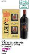 J&B 12 Yo Jet Blended Scotch Whisky-1x750ml And 2 Glasses In Gift Pack