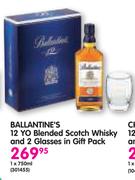 Ballantine's 12 Yo Blended Scotch Whisky-1x750ml And 2 Glasses In Gift Pack