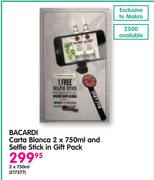 Bacardi Carta Blanca-2x750ml And Selfie Stick In Gift Pack