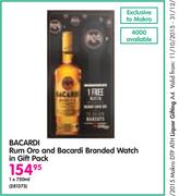 Bacardi Rum Oro And Bacardi Branded Watch In Gift Pack-1x750ml