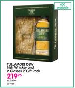 Tullamore Dew Irish Whiskey-1x750ml And 2 Glasses In Gift Pack