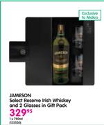 Jameson Select Reserve Irish Whiskey-1x750ml And 2 Glasses In Gift Pack