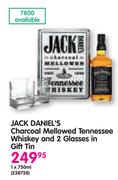 Jack Daniel's Charcoal Mollowed Tennessee Whiskey-1x750ml And 2 Glasses In Gift Tin