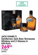 Jack Daniel's Gentleman Jack Rare Tennessee Whiskey-1x750ml And 2 Glasses In Gift Pack