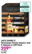 Jack Daniel's Tennessee Honey Liqueur-1x750ml And 2 Glasses In Gift Pack