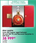 Remy Martin XIII Cognac Aged Between 40 And 100 Yo And Baccarat Decanter In Gift Pack-1x750ml