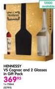 Hennessy Vs Cognac And 2 Glasses In Gift Pack-750ml