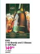 KWV 5 YO Brandy-750ml and 2 Glasses in Gift Pack