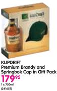 Klipdrift Premium Brandy And Springbok Cap In Gift Pack-750ml