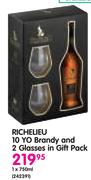 Richelieu 10 Yo Brandy And 2 Glasses In Gift Pack-750ml