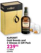 Klipdrift Gold Brandy And 2 Glasses In Gift Pack-1x750ml