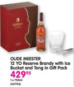 Oude Meester 12 Reserve Brandy With Ice Bucket And Tong In Gift Pack-1x750ml
