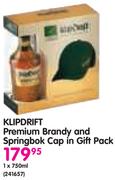 Klipdrift Premium Brandy And Springbok Cap In Gift Pack-1x750ml