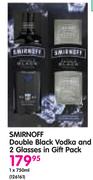 Smirnoff Double Black Vodka And 2 Glasses In Gift Pack-750ml