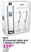 Skyy 90 Imported Vodka And 2 Glasses In Gift Pack-750ml