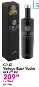 Cruz Vintage Black Vodka In Gift Tin-750ml