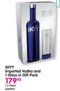 Skyy Imported Vodka And 1 Glass In Gift Pack-750ml