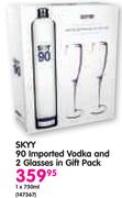 Skyy 90 Imported Vodka And 2 Glasses In Gift Pack-1x750ml