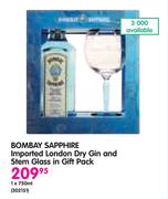 Bombay Sapphire Imported London Dry Gin-750ml and Stem Glass in Gift Pack