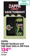Zappa Wasabi Sambuca And USB Flash Stick In Gift Pack-1x750ml