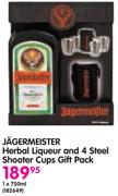 Jagermeister Herbal Liqueur And 4 Steel Shooter Cups Gift Pack-1x750ml