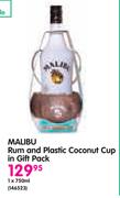 Malibu Rum And Plastic Coconut Cup In Gift Pack-1x750ml