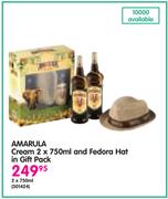 Amarula Cream 2x750ml And Fedora Hat In Gift Pack-2x750ml