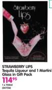 Strawberry Lips Tequila Liqueur And 1 Martini Glass In Gift Pack-1x750ml