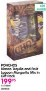 Ponchos Blanco Tequila And Fruit Lagoon Margarita Mix In Gift Pack-750ml