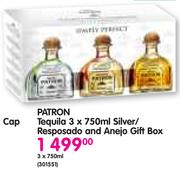 Patron Tequila 3x750ml Silver/Resposado And Anejo Gift Box-3x750ml