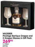 Wilderer Pinotage Barrique Grappa And 2 Grappa Glasses In Gift Pack-750ml