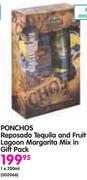 Ponchos Reposado Tequila And Fruit Lagoon Margarita Mix In Gift Pack-750ml