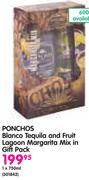 Ponchos Blanco Tequila And Fruit Lagoon Margarita Mix In Gift Pack-1x750ml