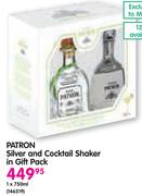 Patron Silver And Cocktail Shaker In Gift Pack-1x750ml