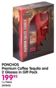 Ponchos Premium Coffee Tequila And 2 Glasses In Gift Pack-1x750ml