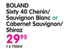 Boland Sixty 40 Chenin/Sauvignon Blanc Or Cabernet Sauvignon/Shiraz-750ml