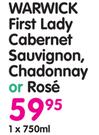 Warwick First Lady Cabernet Sauvignon, Chadonnay Or Rose-750ml