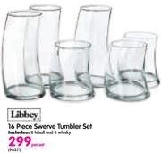 Libbey 16 Piece Swerve Tumbler Set-Per Set