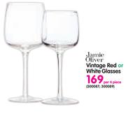 Jamie Oliver Vintage Red Or White Glasses-Per 4 Piece