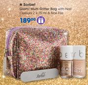 Sorbet Glam! Multi Glitter Bag With Nail Colours-2x15ml & Nail File