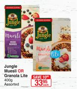 Jungle Muesli Or Granola Lite Assorted-400g Each