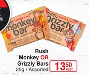 Rush Monkey Or Grizzly Bars Assorted-25g Each