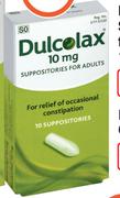 Dulcolax 10 mg Suppositories For Adults 10 Pack